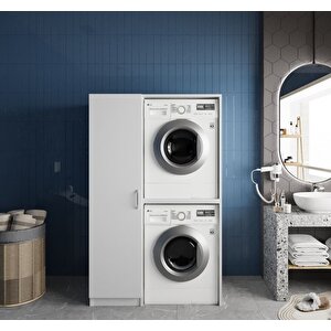 Almera Çamaşır Ve Kurutma Makinesi Dolabı Banyo Dolabı Beyaz - Montaj Dahil