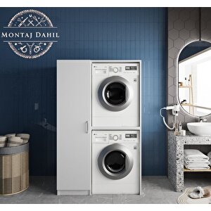 Almera Çamaşır Ve Kurutma Makinesi Dolabı Banyo Dolabı Beyaz - Montaj Dahil