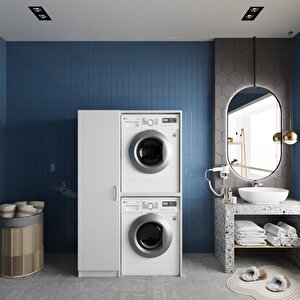 Almera Çamaşır Ve Kurutma Makinesi Dolabı Banyo Dolabı Beyaz - Montaj Dahil
