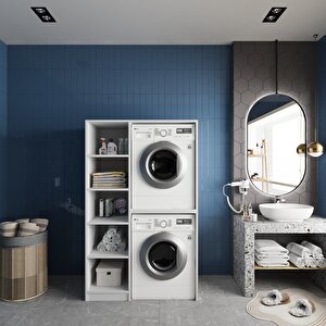 Almera Çamaşır Ve Kurutma Makinesi Dolabı Banyo Dolabı Beyaz - Montaj Dahil