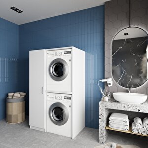 Almera Çamaşır Ve Kurutma Makinesi Dolabı Banyo Dolabı Beyaz - Montaj Dahil