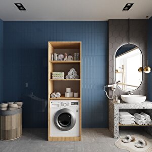 Venedik Çamaşır Ve Kurutma Makinesi Dolabı Banyo Dolabı Meşe- Montaj Dahil