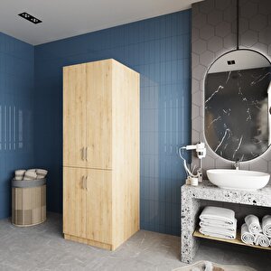 Venedik Çamaşır Ve Kurutma Makinesi Dolabı Banyo Dolabı Meşe- Montaj Dahil
