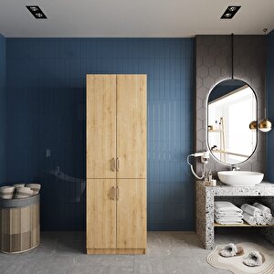 Venedik Çamaşır Ve Kurutma Makinesi Dolabı Banyo Dolabı Meşe- Montaj Dahil