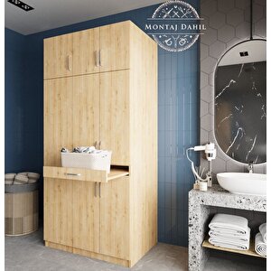 Vita Çamaşır Ve Kurutma Makinesi Dolabı Banyo Dolabı Meşe- Montaj Dahil