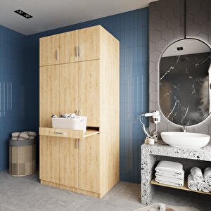 Vita Çamaşır Ve Kurutma Makinesi Dolabı Banyo Dolabı Meşe- Montaj Dahil