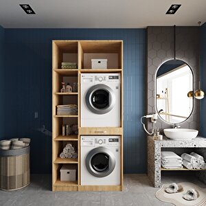 Vita Çamaşır Ve Kurutma Makinesi Dolabı Banyo Dolabı Meşe- Montaj Dahil