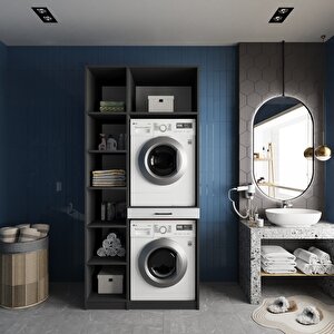 Vita Çamaşır Ve Kurutma Makinesi Dolabı Banyo Dolabı Füme Beyaz- Montaj Dahil