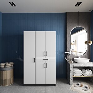 Tina Çamaşır Ve Kurutma Makinesi Dolabı Banyo Dolabı Füme Beyaz- Montaj Dahil