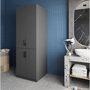 Venedik Çamaşır Ve Kurutma Makinesi Dolabı Banyo Dolabı Füme- Montaj Dahil
