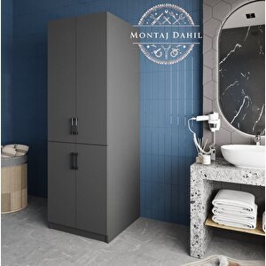 Venedik Çamaşır Ve Kurutma Makinesi Dolabı Banyo Dolabı Füme- Montaj Dahil