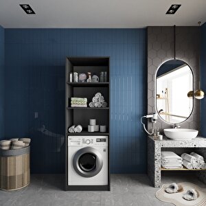 Venedik Çamaşır Ve Kurutma Makinesi Dolabı Banyo Dolabı Füme- Montaj Dahil