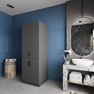 Venedik Çamaşır Ve Kurutma Makinesi Dolabı Banyo Dolabı Füme- Montaj Dahil