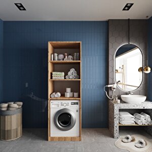 Venedik Çamaşır Ve Kurutma Makinesi Dolabı Banyo Dolabı Çam Beyaz- Montaj Dahil