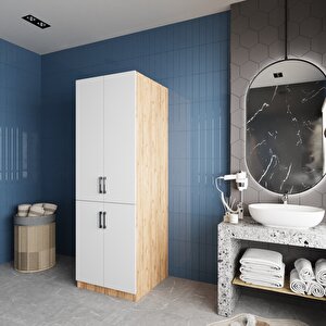 Venedik Çamaşır Ve Kurutma Makinesi Dolabı Banyo Dolabı Çam Beyaz- Montaj Dahil