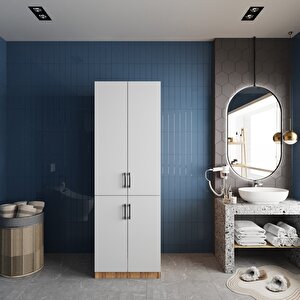 Venedik Çamaşır Ve Kurutma Makinesi Dolabı Banyo Dolabı Çam Beyaz- Montaj Dahil