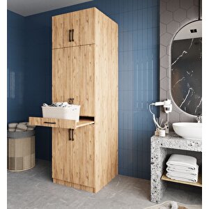Piramit Çamaşır Ve Kurutma Makinesi Dolabı Banyo Dolabı Çam- Montaj Dahil