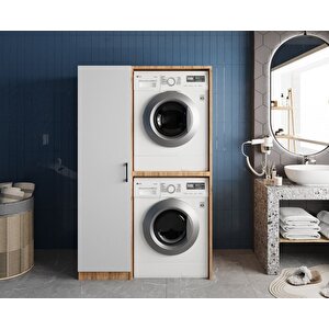 Almera Çamaşır Ve Kurutma Makinesi Dolabı Banyo Dolabı Çam Beyaz - Montaj Dahil
