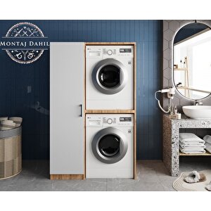 Almera Çamaşır Ve Kurutma Makinesi Dolabı Banyo Dolabı Çam Beyaz - Montaj Dahil