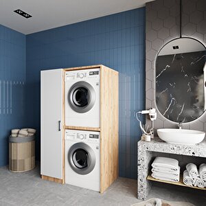 Almera Çamaşır Ve Kurutma Makinesi Dolabı Banyo Dolabı Çam Beyaz - Montaj Dahil