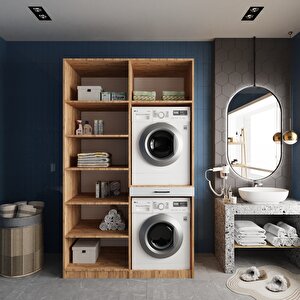 Modena Çamaşır Ve Kurutma Makinesi Dolabı Banyo Dolabı Çam Beyaz- Montaj Dahil