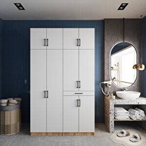 Modena Çamaşır Ve Kurutma Makinesi Dolabı Banyo Dolabı Çam Beyaz- Montaj Dahil