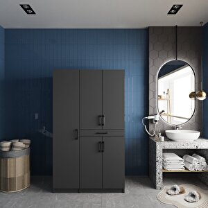 Tina Çamaşır Ve Kurutma Makinesi Dolabı Banyo Dolabı Füme- Montaj Dahil