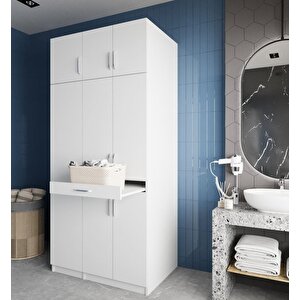 Vita Çamaşır Ve Kurutma Makinesi Dolabı Banyo Dolabı Beyaz- Montaj Dahil