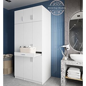 Vita Çamaşır Ve Kurutma Makinesi Dolabı Banyo Dolabı Beyaz- Montaj Dahil