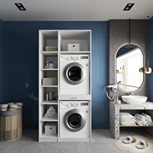 Vita Çamaşır Ve Kurutma Makinesi Dolabı Banyo Dolabı Beyaz- Montaj Dahil