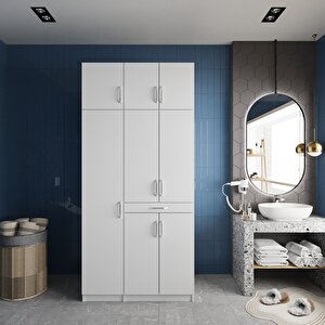Vita Çamaşır Ve Kurutma Makinesi Dolabı Banyo Dolabı Beyaz- Montaj Dahil