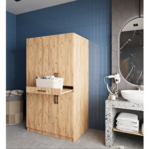 Tina Çamaşır Ve Kurutma Makinesi Dolabı Banyo Dolabı Çam- Montaj Dahil