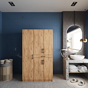 Tina Çamaşır Ve Kurutma Makinesi Dolabı Banyo Dolabı Çam- Montaj Dahil