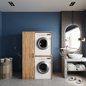Almera Çamaşır Ve Kurutma Makinesi Dolabı Banyo Dolabı Çam - Montaj Dahil