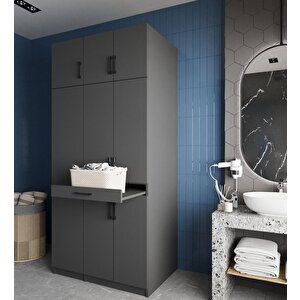 Vita Çamaşır Ve Kurutma Makinesi Dolabı Banyo Dolabı Füme- Montaj Dahil