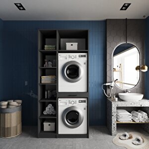 Vita Çamaşır Ve Kurutma Makinesi Dolabı Banyo Dolabı Füme- Montaj Dahil