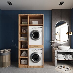 Vita Çamaşır Ve Kurutma Makinesi Dolabı Banyo Dolabı Çam- Montaj Dahil