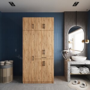Vita Çamaşır Ve Kurutma Makinesi Dolabı Banyo Dolabı Çam- Montaj Dahil