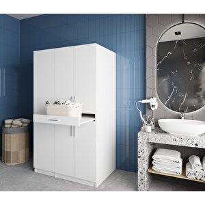 Tina Çamaşır Ve Kurutma Makinesi Dolabı Banyo Dolabı Beyaz- Montaj Dahil