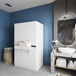 Tina Çamaşır Ve Kurutma Makinesi Dolabı Banyo Dolabı Beyaz- Montaj Dahil