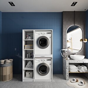 Tina Çamaşır Ve Kurutma Makinesi Dolabı Banyo Dolabı Beyaz- Montaj Dahil