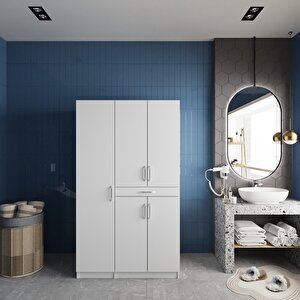 Tina Çamaşır Ve Kurutma Makinesi Dolabı Banyo Dolabı Beyaz- Montaj Dahil