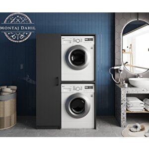 Almera Çamaşır Ve Kurutma Makinesi Dolabı Banyo Dolabı Füme - Montaj Dahil