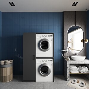 Almera Çamaşır Ve Kurutma Makinesi Dolabı Banyo Dolabı Füme - Montaj Dahil