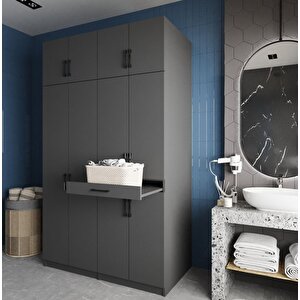 Modena Çamaşır Ve Kurutma Makinesi Dolabı Banyo Dolabı Füme- Montaj Dahil