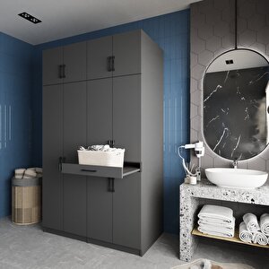 Modena Çamaşır Ve Kurutma Makinesi Dolabı Banyo Dolabı Füme- Montaj Dahil