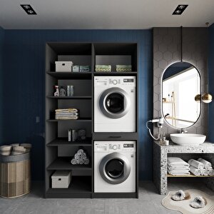 Modena Çamaşır Ve Kurutma Makinesi Dolabı Banyo Dolabı Füme- Montaj Dahil