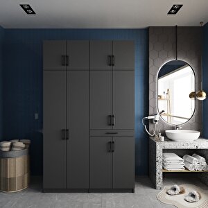 Modena Çamaşır Ve Kurutma Makinesi Dolabı Banyo Dolabı Füme- Montaj Dahil