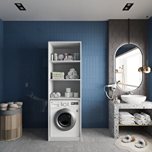 Venedik Çamaşır Ve Kurutma Makinesi Dolabı Banyo Dolabı Beyaz- Montaj Dahil