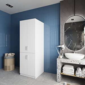 Venedik Çamaşır Ve Kurutma Makinesi Dolabı Banyo Dolabı Beyaz- Montaj Dahil